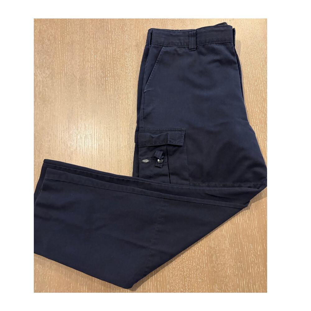 Dickies Men’s Navy Cargo Work Pants Size 42 Utility Workwear Fadsed Double‎ Knee